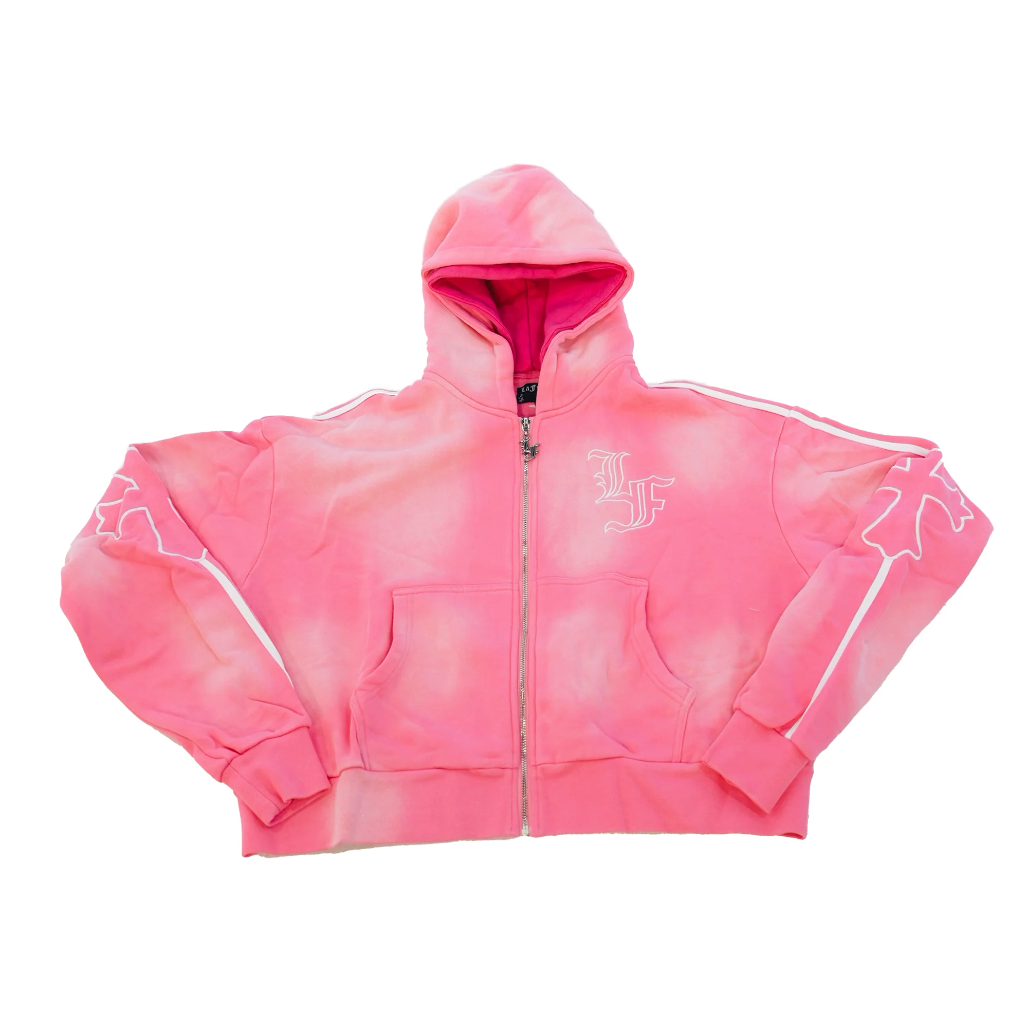 Cross Double Hood Crop Zip Up - Image 3